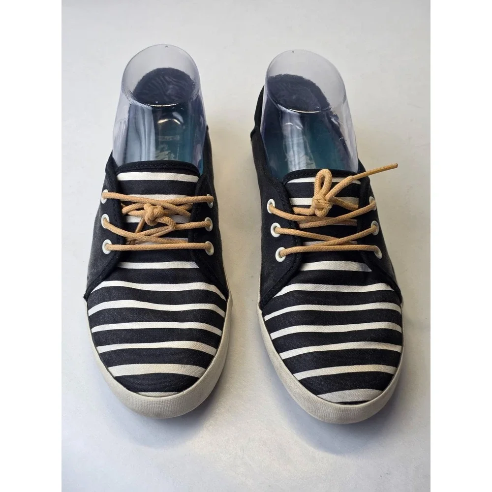 Vans Off The Wall Women's Sneakers Size‎ 7.5 Black White Lace Up Shoes Moccasin
